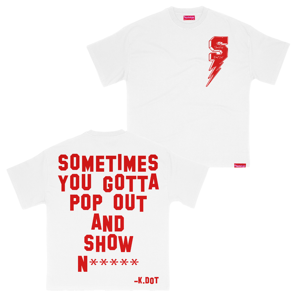 POP OUT - WHITE/RED TEE